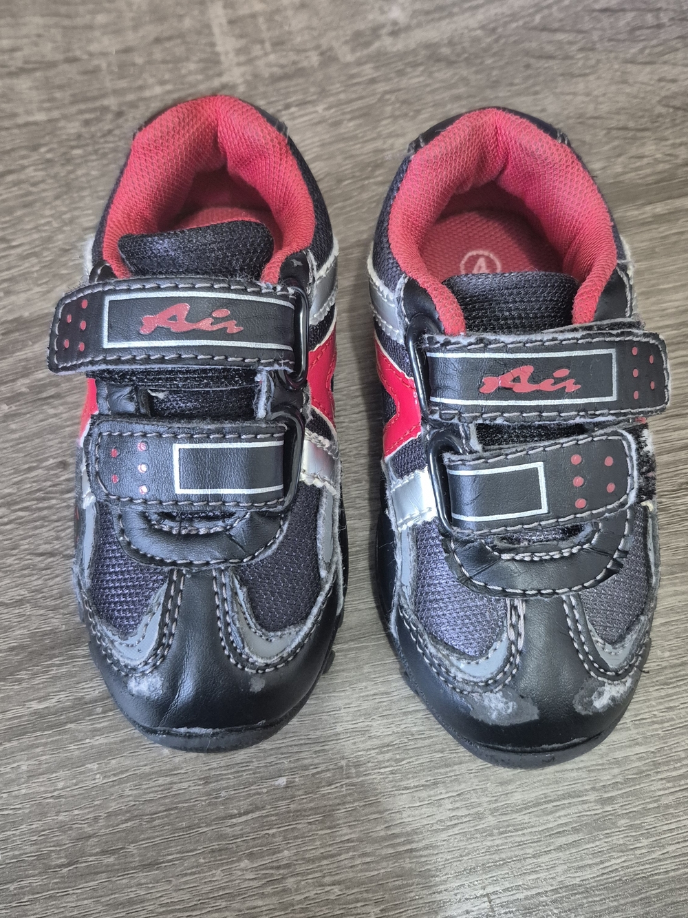 Kids Black and Pink Velcro Athletic Sneakers by Unbranded